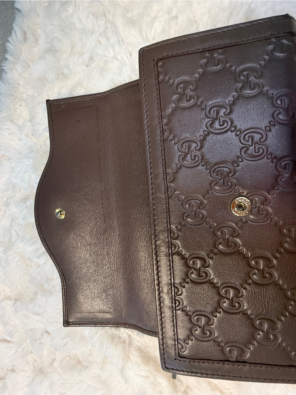 Vintage Gucci Guccissima Taupe Leather Continental Wallet GG Logo Italy - Picture 15 of 16